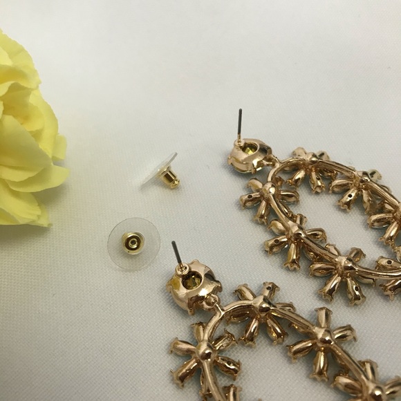 Flower Gold-Tone Drop Earrings - Picture 7 of 17